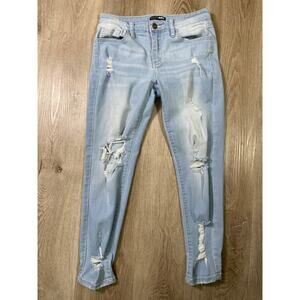Fashion Nova Women's Light Wash Distressed Skinny Jeans Size‎ 7 Y2K Streetwear